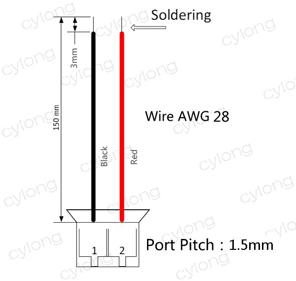 Mini. Micro JST 1.5mm T-1 2-Pin Connector w/.Wire x 10 sets. 2pin1.5mm