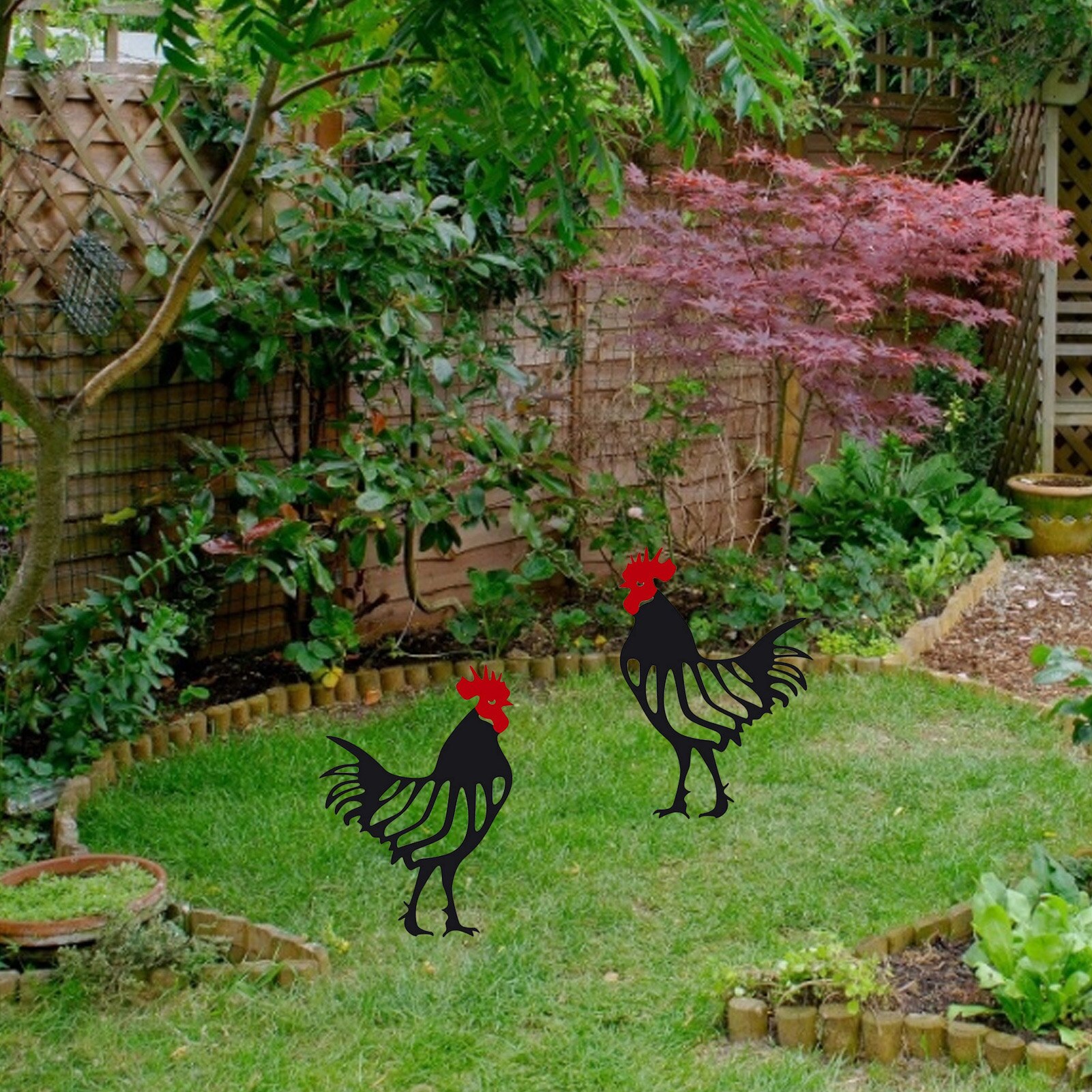 Metal Sculpture Carved Metal Rooster Yard Garden Decoration Furnishing Articles Artwork Home Decor Animal Craft Metal Art