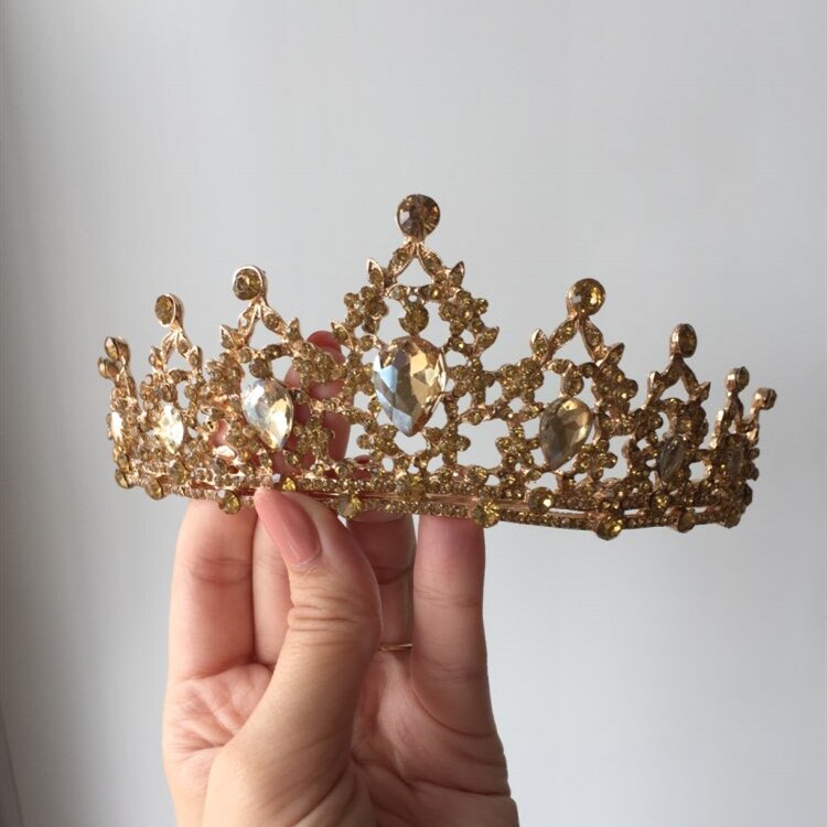 Ouro/azul strass cristal feminino menina aniversário tiaras e coroa noiva diadem headpiece acessórios de casamento nupcial cabelo jóias