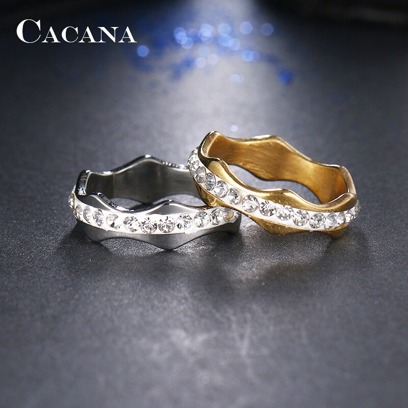 Cacana Rvs Ringen Voor Vrouwen Cz Wave Vorm Sieraden Geen. R86