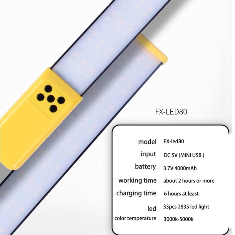 Photography Photo Studio Protable Handheld LED Photography Light 3000K-5000K 3.7V 12W USB Charging Flash Light Photo Fill Light