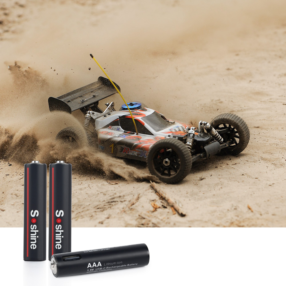 Batterie al litio USB Soshine da 600 mWh Batteria ricaricabile da 1,5 V AAA 600 mWh Ciclo di 1200 volte per topo giocattolo senza fili con telecomando