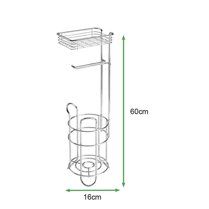 Roll Paper Holder with Storage Basket Iron Paper Towel Rack Bathroom Floor Tissue Storage Rack