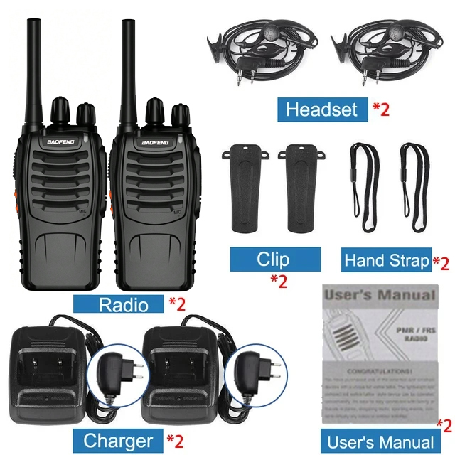 Baofeng BF-88E Pmr comunicador de intercomunicación portátil 16 Kanaal Lange Afstand Gesprek Walkie Talkie 5W 446Mhz Radio de Hotel en casa: Negro