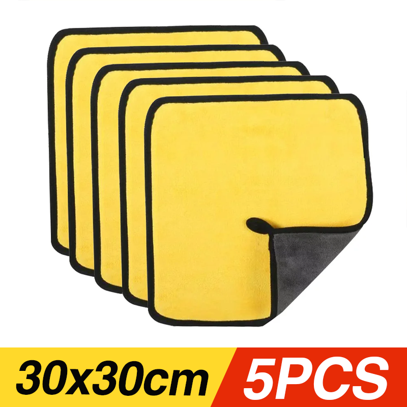 Toallas de lavado de microfibra para coche, paño de secado de absorción de agua, suave y grueso, doble capa, 30/40/60cm: Marrón