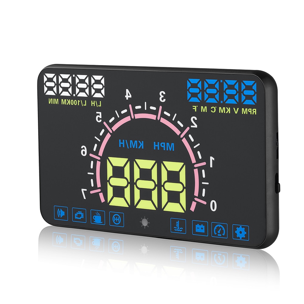 OBD2 II HUD Head-up Display 5.8 Inch Screen Projector OBD Scanner Speed Fuel Warning Alarm HUD Projector