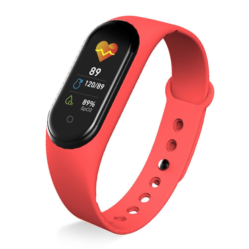 Nyligt  m5 smart armbånd opgradering sportsarmbånd puls blodtryk iltovervågning opkaldspåmindelse farveskærmbånd: Rød