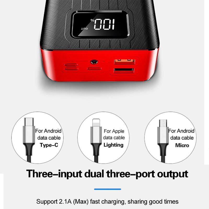 50000 mah power bank stor kapacitet til mobiltelefon digital display led belysning bærbar telefon oplader med usb interface