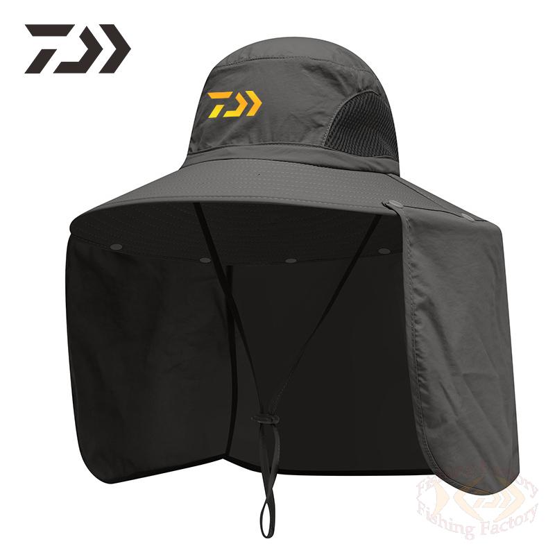 Unisex Daiwa Fishing Cap Hat Breathable Neck Face Men Women Outdoor Uv Protection Fishing Camping Solid Black Sun Caps