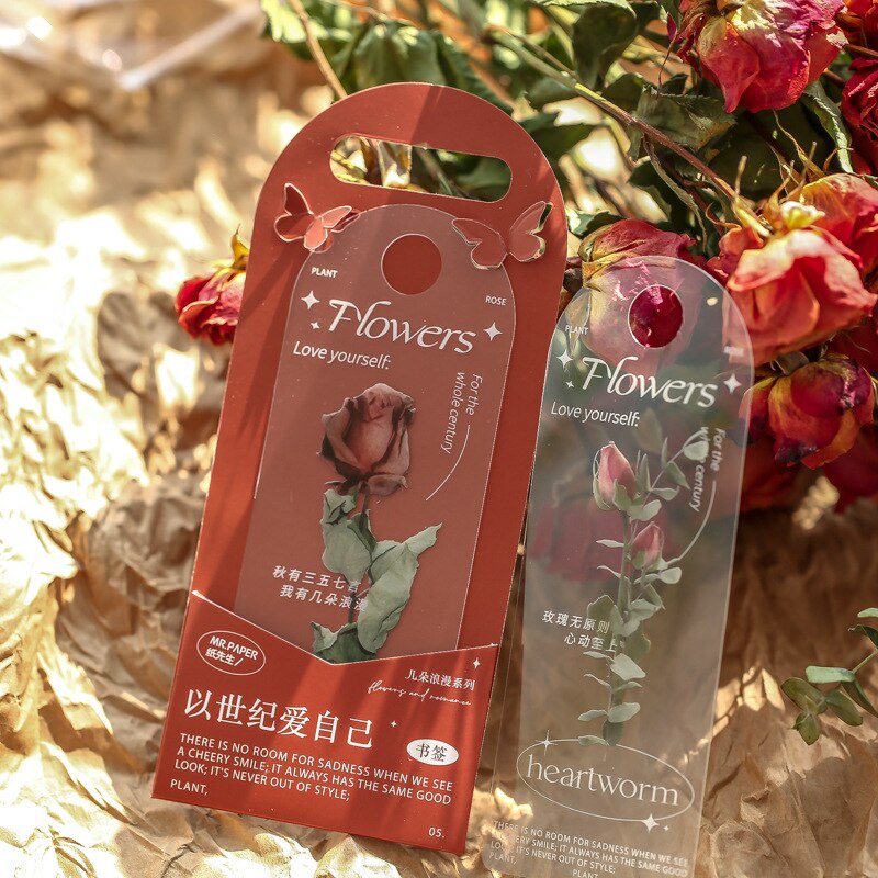 Marcapáginas romántico de PVC, marcador de Página de Libro Retro, rosa, Margarita, flor, mate, suministros de papelería, 5 piezas