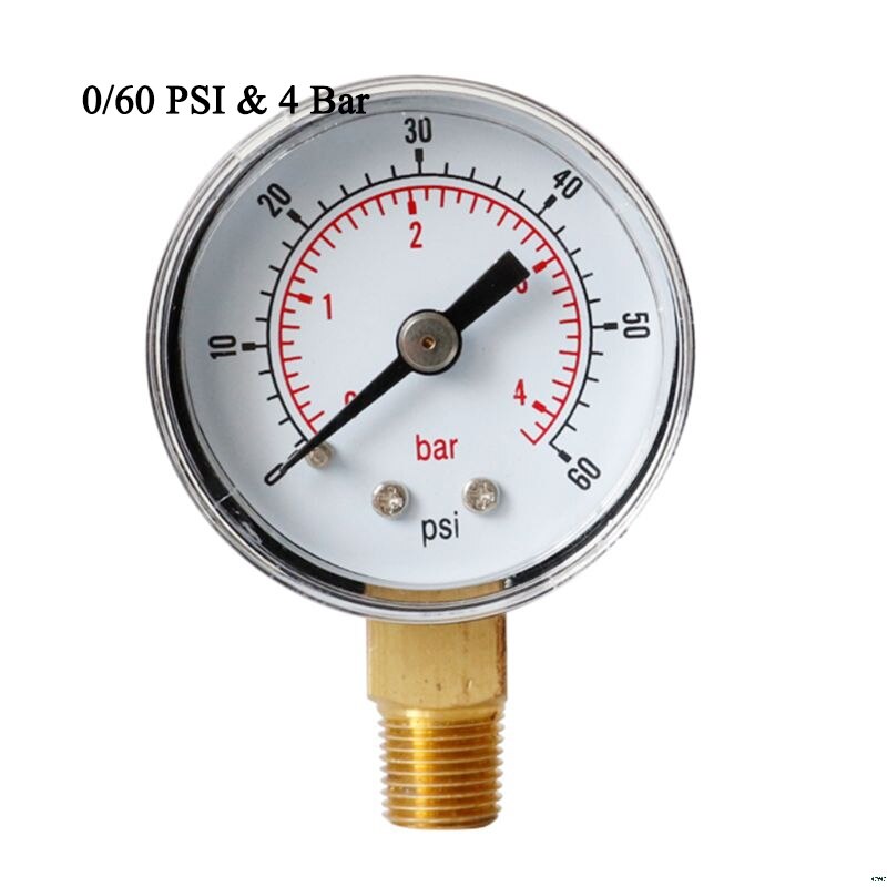 Noggrannhetsklass 2.5%  tryckmätare 40mm ratttryck 1/8 &quot; bspt vertikal 15,30,60.100,160 200, 300 psi &amp; bar: Röd