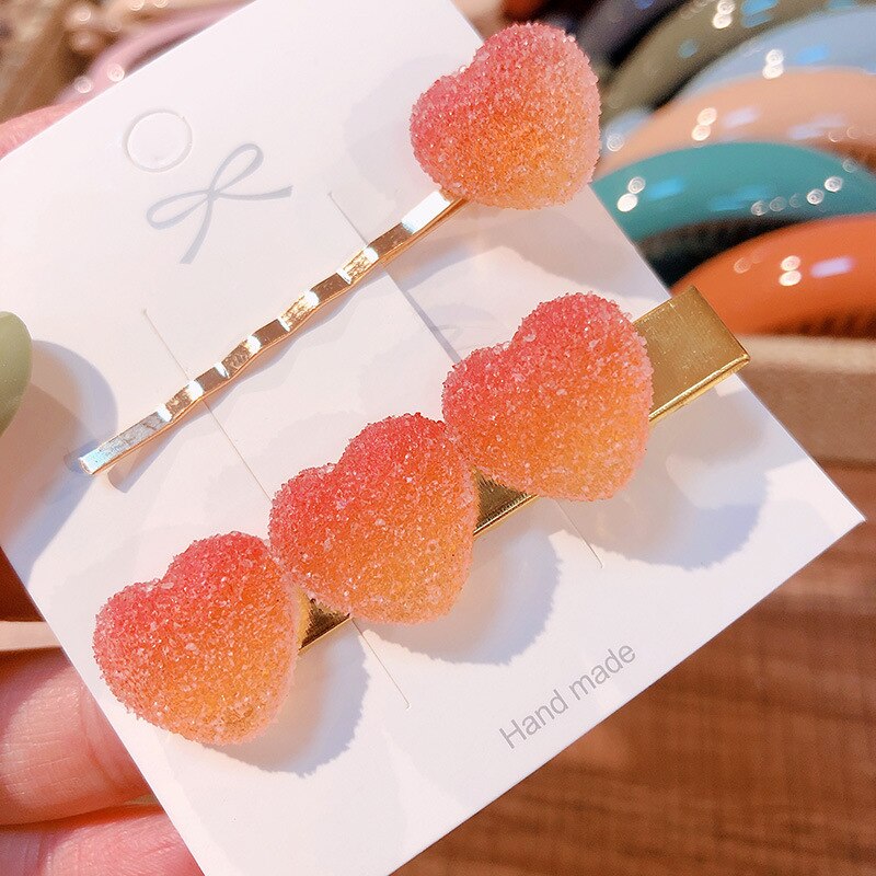 Korea Sweet Heart Candy Color Minimalist Hair Clip Hair Grip Lovely Barrettes Hairpin Hair Accessories For Women Girls: 5