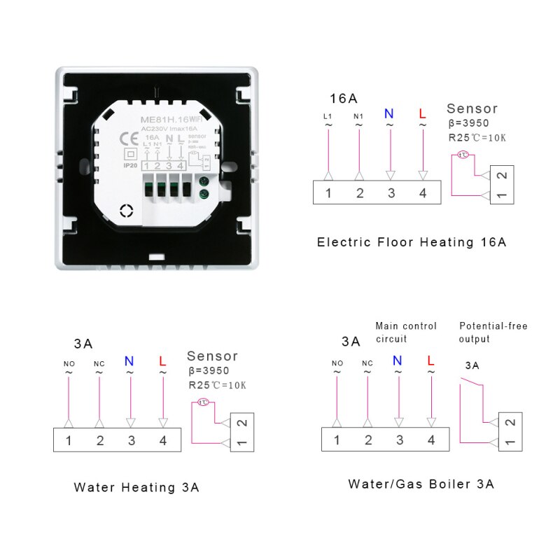 Smart wifi termostat elektrisk gulvvarme vand/gasfyr berøringsafbryder temperaturregulator arbejde med google home alexa
