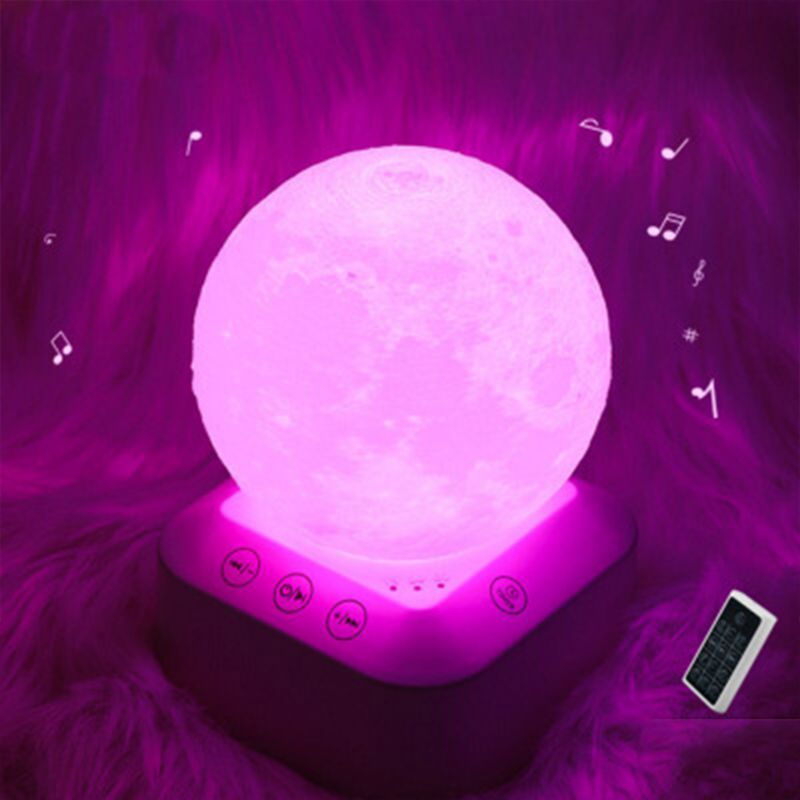 White Noise Sleep Sound Machine Dimmable 7 Color Changing Moon Night Light Sleep