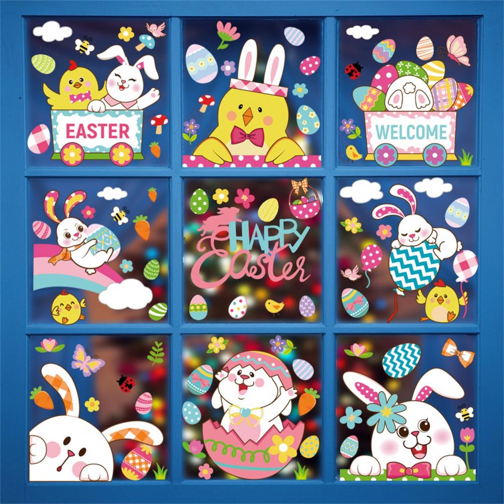 Happy Easter Window Stickers Bunny Easter Window Clings Decorations for Home Decals