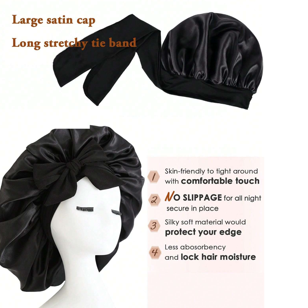 Gorro de satén Gorro de seda Bonne ajustable para dormir Gorro para el pelo con banda para atar Gorros para mujeres y hombres