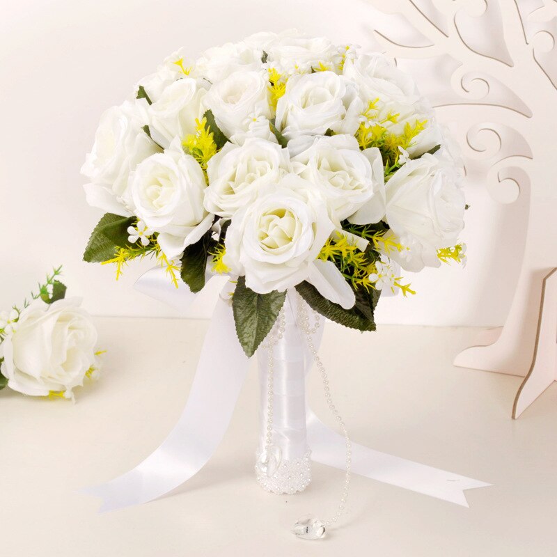 Western-style Church Wedding Bride Bridesmaid Flower Girl Bouquet Handmade Rose Throw Ivory Wedding Bridal Bouquet: Default Title