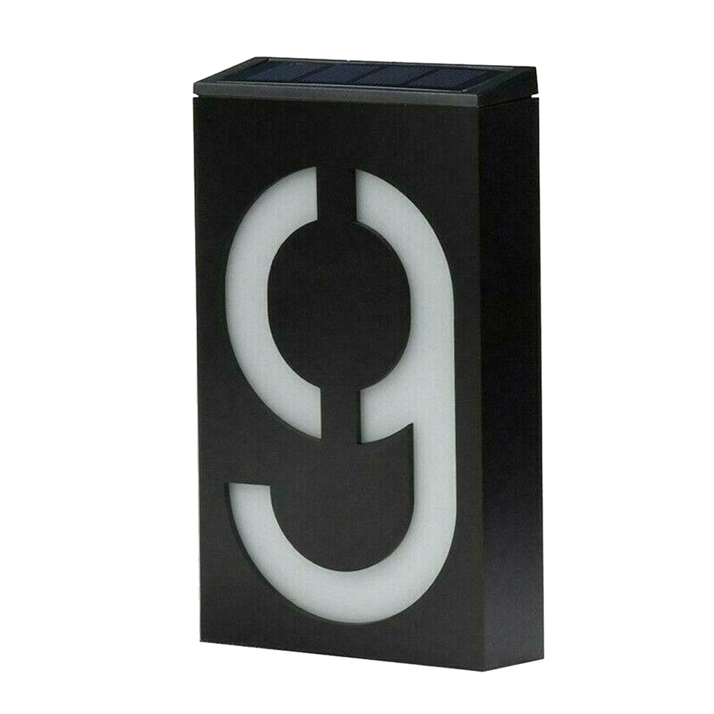 LED Solar Power Light Sign House Number Door Address Plaque Outdoor Wall Lamp Number Digits Plate Wall Sign Light Sensor: 9