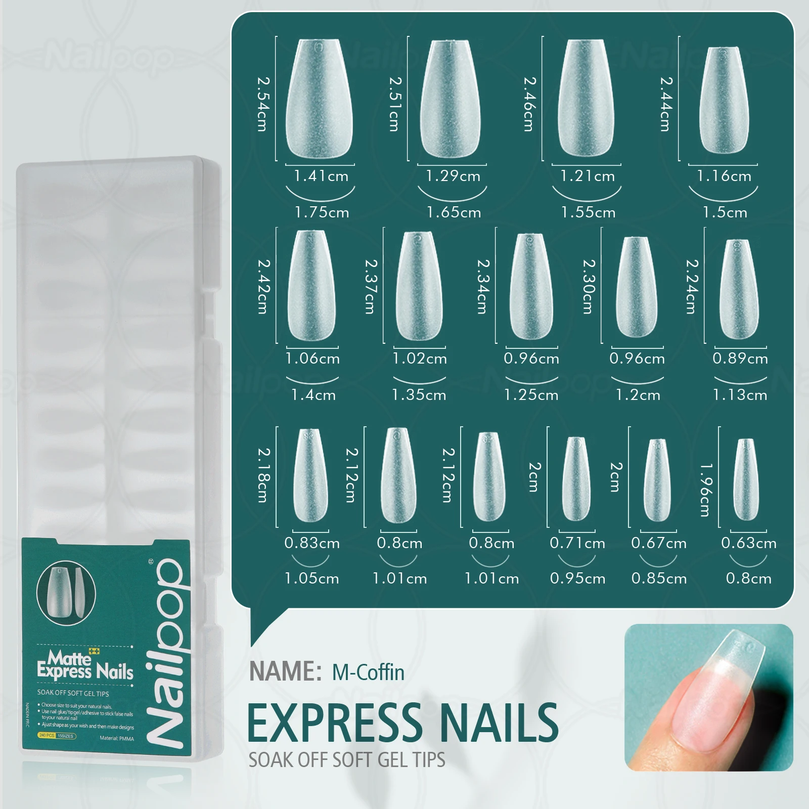 Nailpop 240 stks Matt Nail Capsule Gloednieuw Pre-buff Nail Tips voor Uitbreiding Hoge Matte Express Nagels Premium manicure: Ivoor