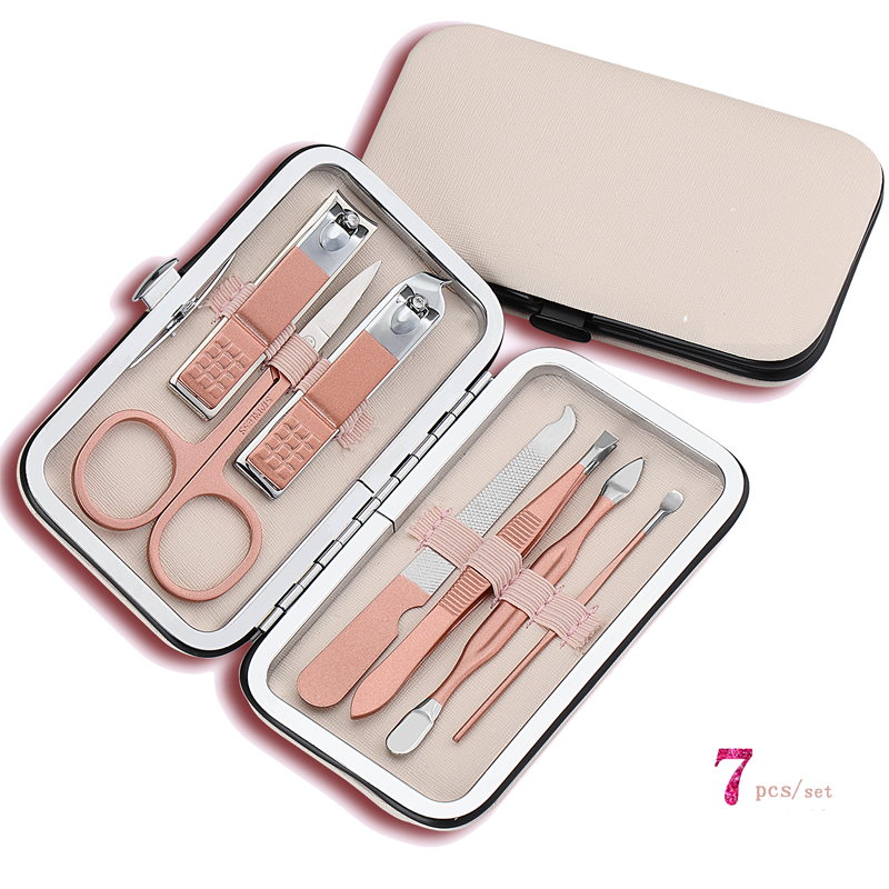 Nail Clipper tool Set Stainless Steel Nail Scissors Clipper Tweezer Tools Family Foot Hand Care Set: 7pcs set