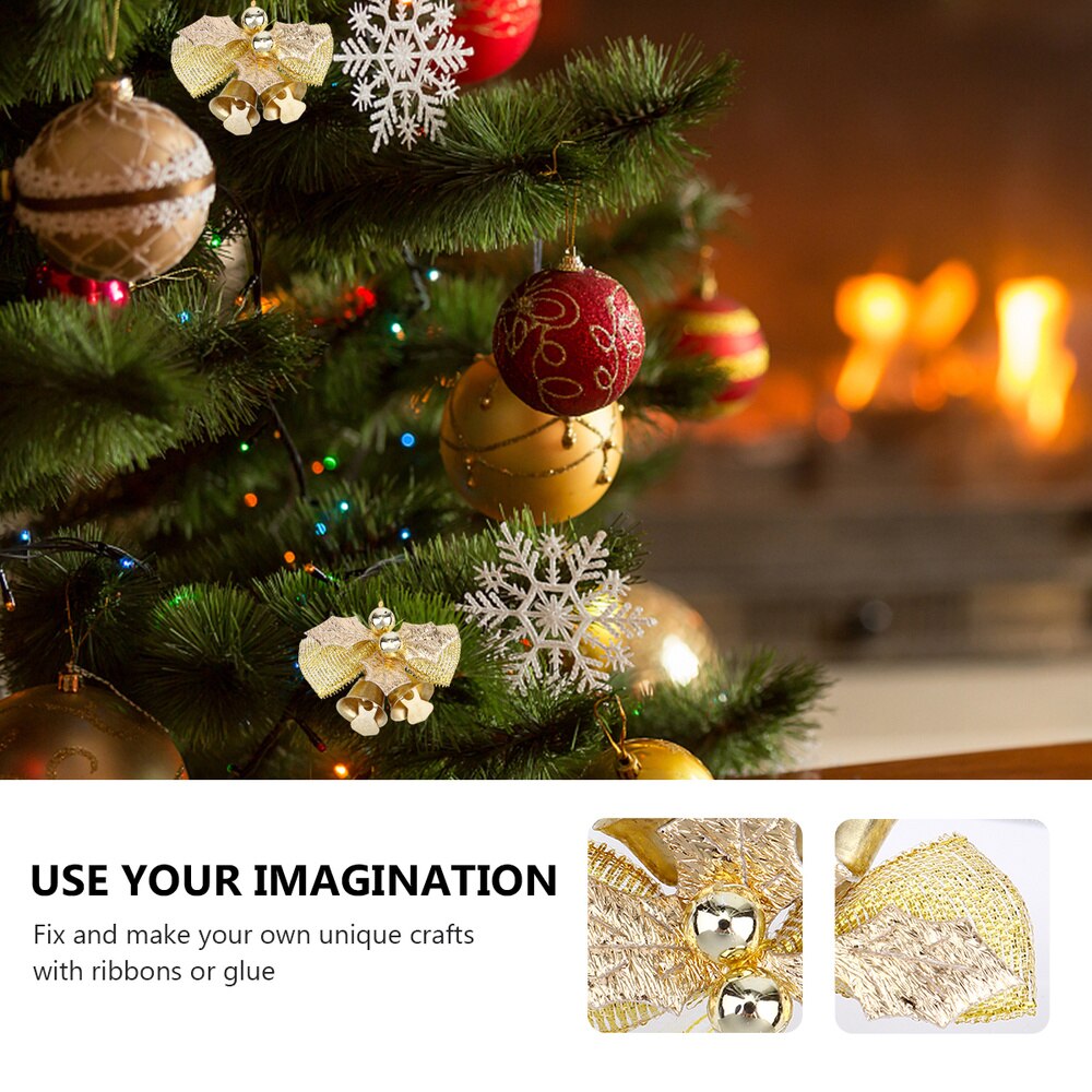 6pcs Christmas Fabric Bows Mini Christmas Tree Bows Xmas Bowknot Decoration