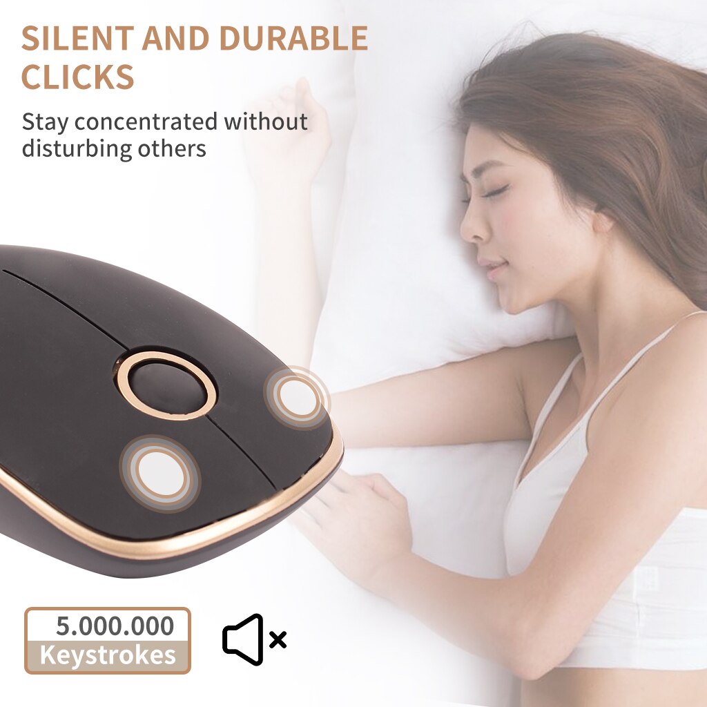 2.4g computer draadloze muis goud zwart ronde wiel stille draadloze muis eenvoudige en modieuze kantoor muis voor pc laptop