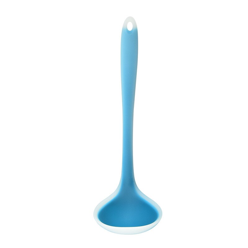 1 Piece Thickened Silicone Soup Spoon Cooking Spoon Porridge Spoon Kitchen Utensils 20.5x6.5cm: blue-white