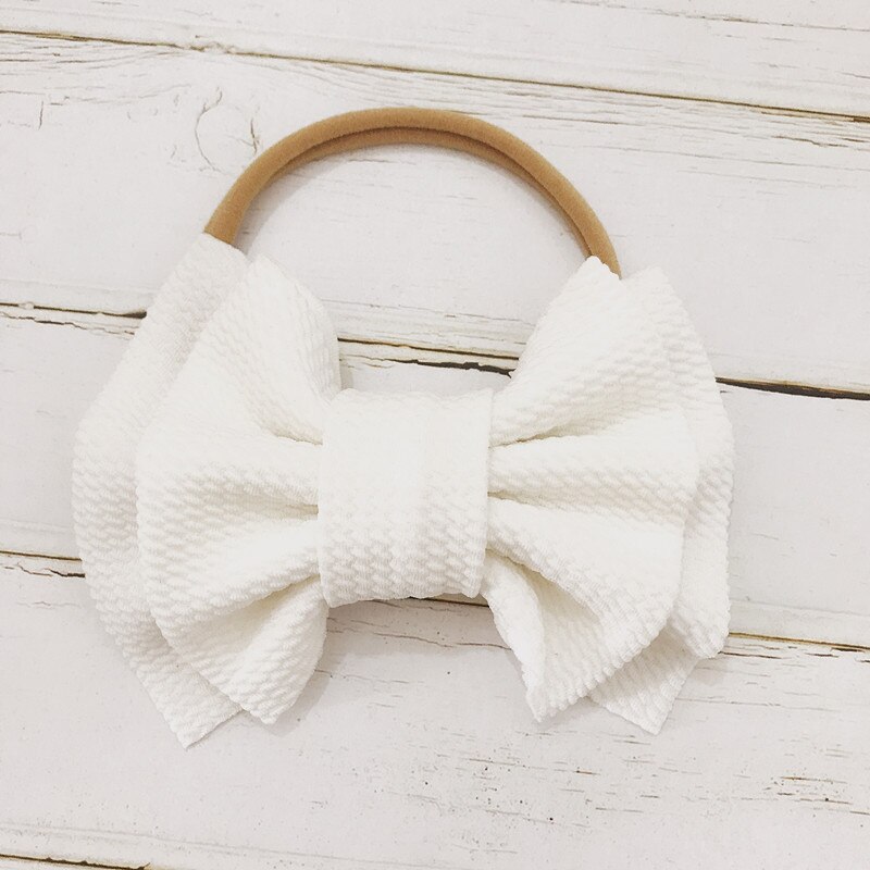 Menina headdress grande arco nó sólido bandana bandana elástica nó headdress acessórios: WHITE