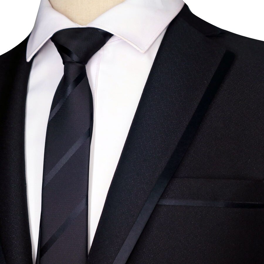 exclusif 59 "Long 5CM hommes maigre cravates noir Polyester soie rayures points Jacquard étroit mince cravate homme cou cravate fête: stripes
