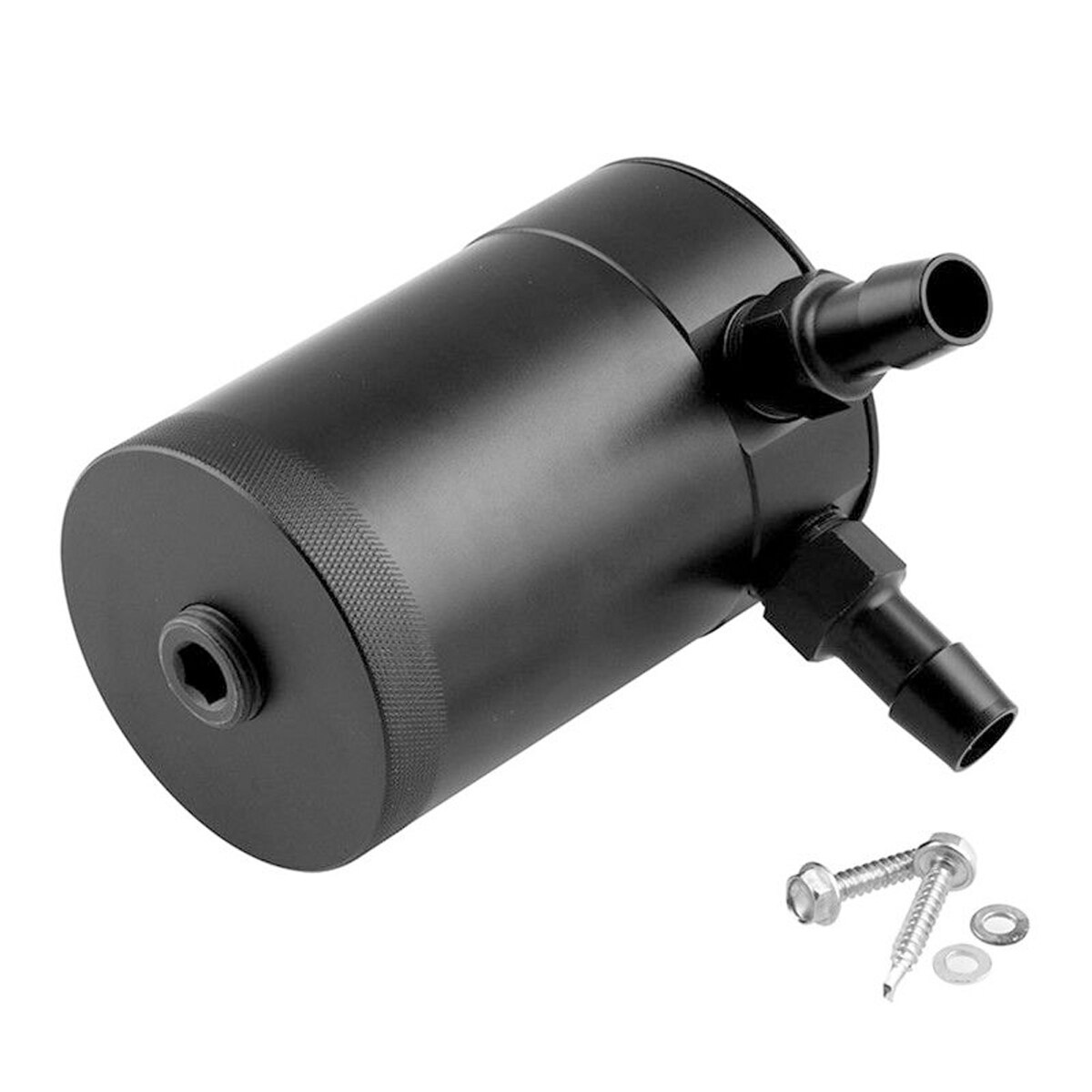 Oil Catch Can Compact Baffled 2-Port Universal Aluminum Reservoir Oil Catch Tank Two Hole Breathable Kettle Fuel Tank Parts