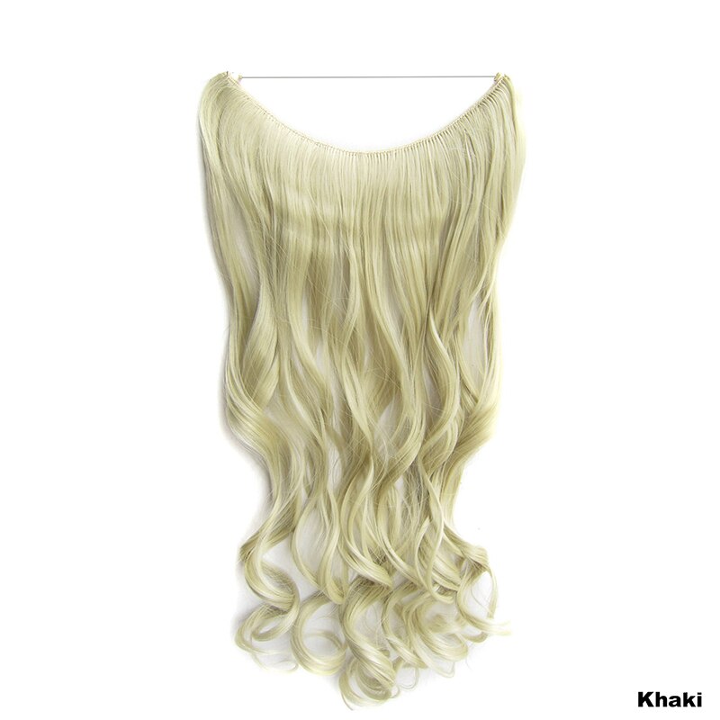 Similler-extensiones de cabello sintético para mujer, hilo Invisible de 24 pulgadas, sin Clips, rizado largo, línea de pescado secreta, 100g: Khaki