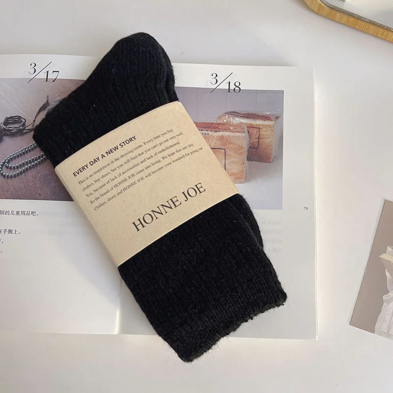 1/3 pares de Calcetines largos térmicos de lana y Cachemira para Mujer, ropa de casa para dormir, Calcetines gruesos y cálidos para Otoño e Invierno, Calcetines para Mujer: Beige