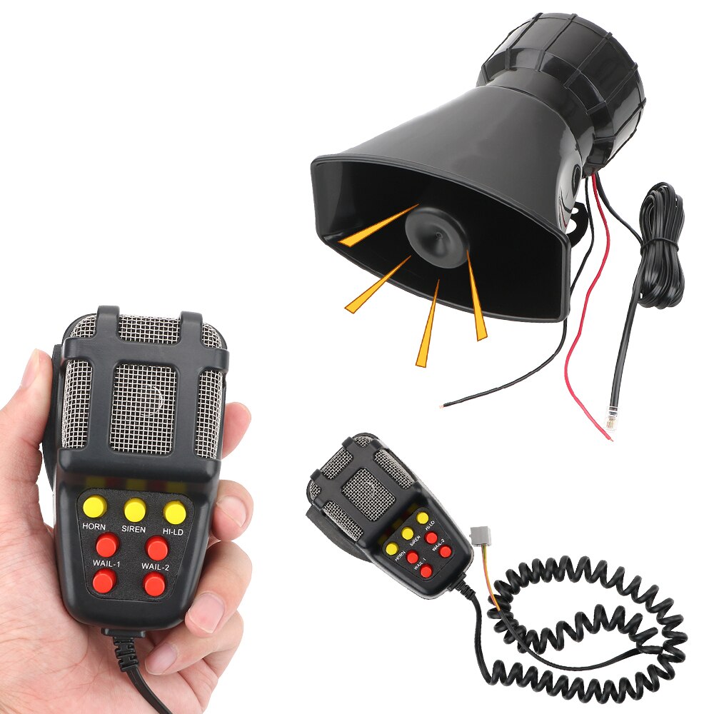 Sirena de Bomberos de policía de 7 sonidos, altavoz PA, megáfono amplificador para altavoz, bocina, alarma de advertencia de coche, 12V