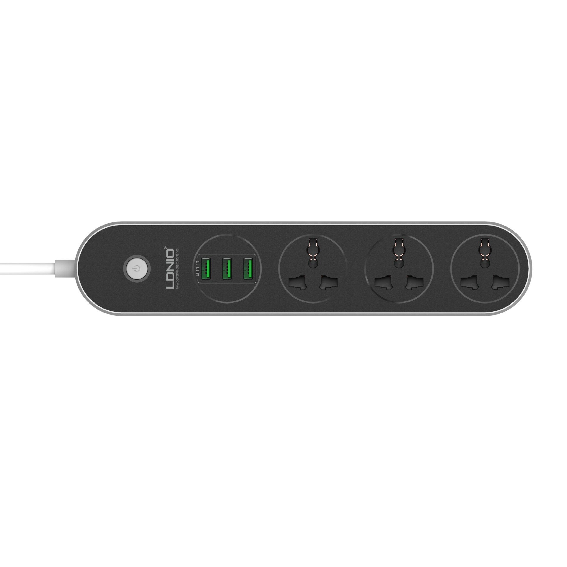 Ldnio smart usb stikkontakt eu/uk plugg 3 uttak 3 havn usb lader 1.5m strømledning vegglader adapter til telefon hjemme