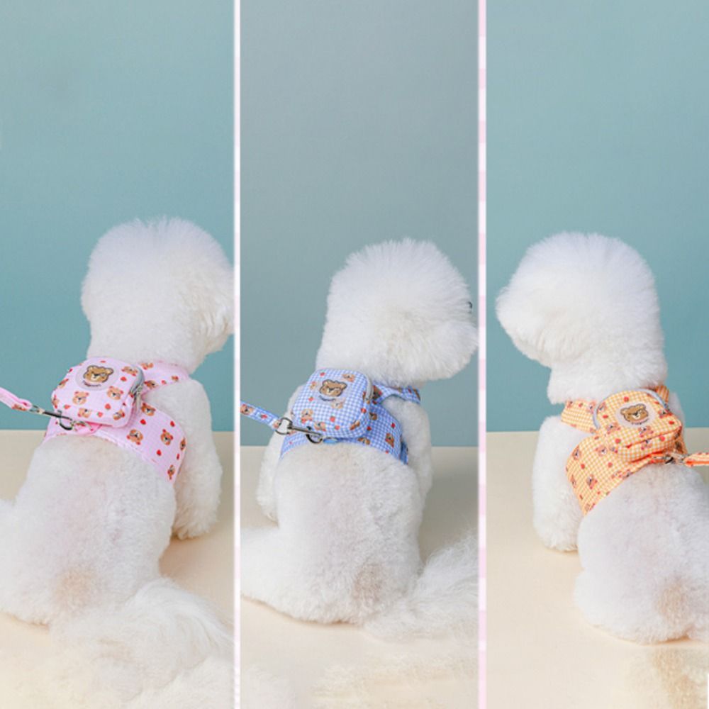 Sangle de poitrine réglable pour chien de dessin animé, sac à dos respirant, sac de collations pour animaux de compagnie ours avec ULde traction