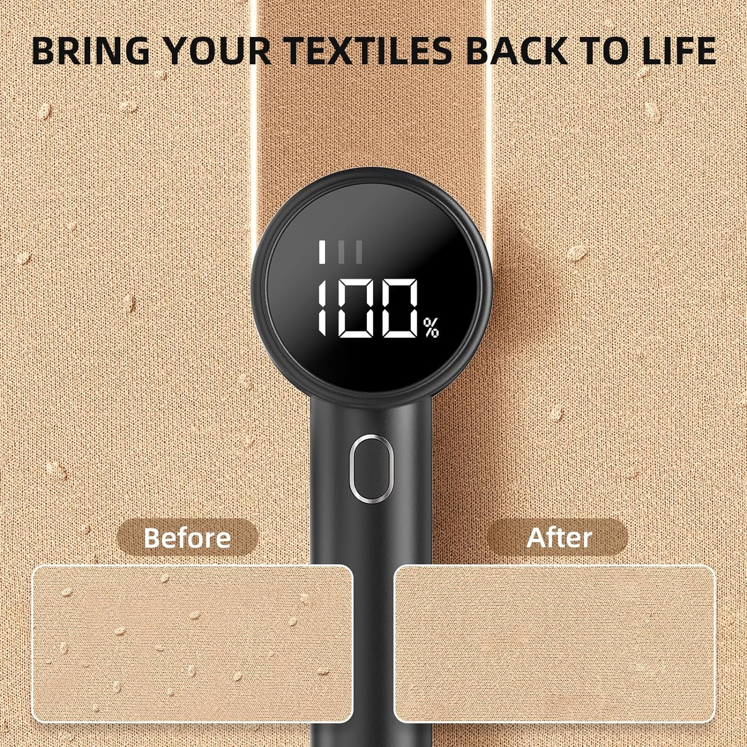 Fabric Shaver, Lint Remover Rechargeable, Electric Portable Sweater Defuzzer with 3 Speeds, 6 Leaf Blades, Digital LED Display