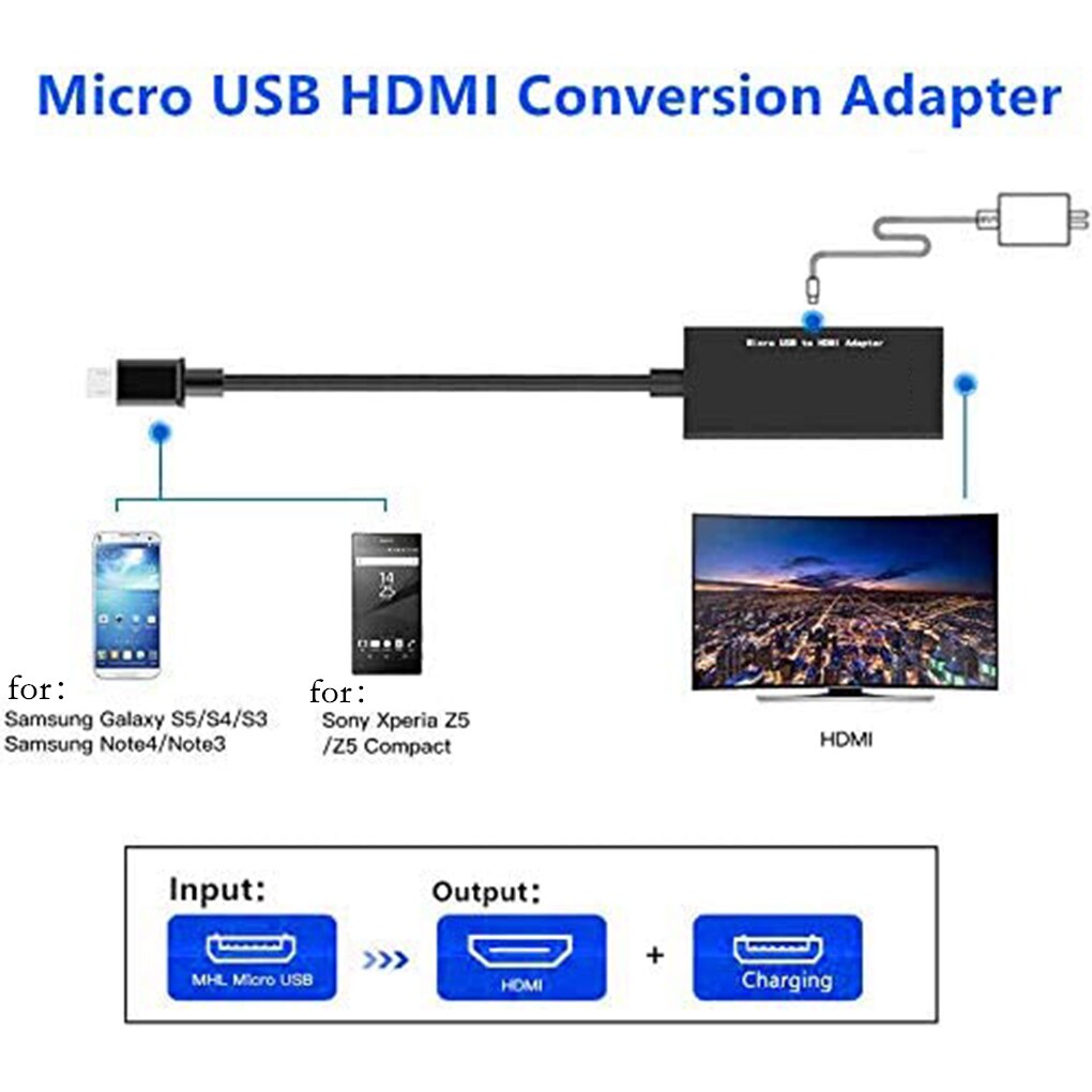 Micro USB To HDMI 1080P HD Audio Video Cable for HDTV Converter Adapters for TV PC Laptop Phone Tablet