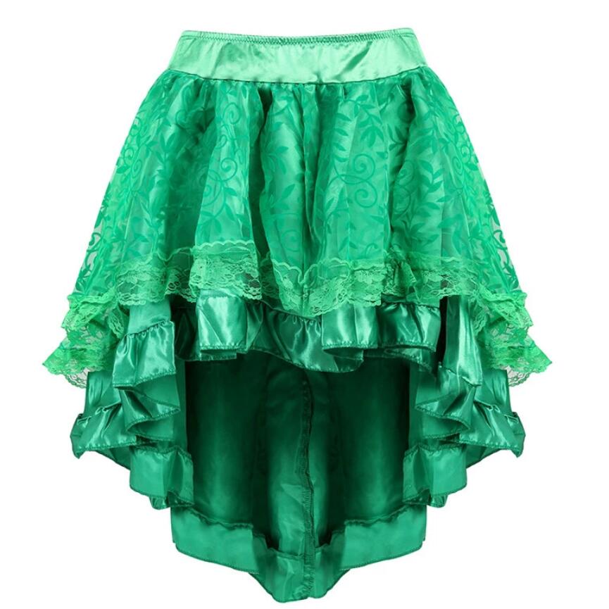 Burlesque – jupe Corset en dentelle, haut et bas, à volants irréguliers, vêtements gothiques Steampunk, jupe de danse de fête Showgirl: L / green