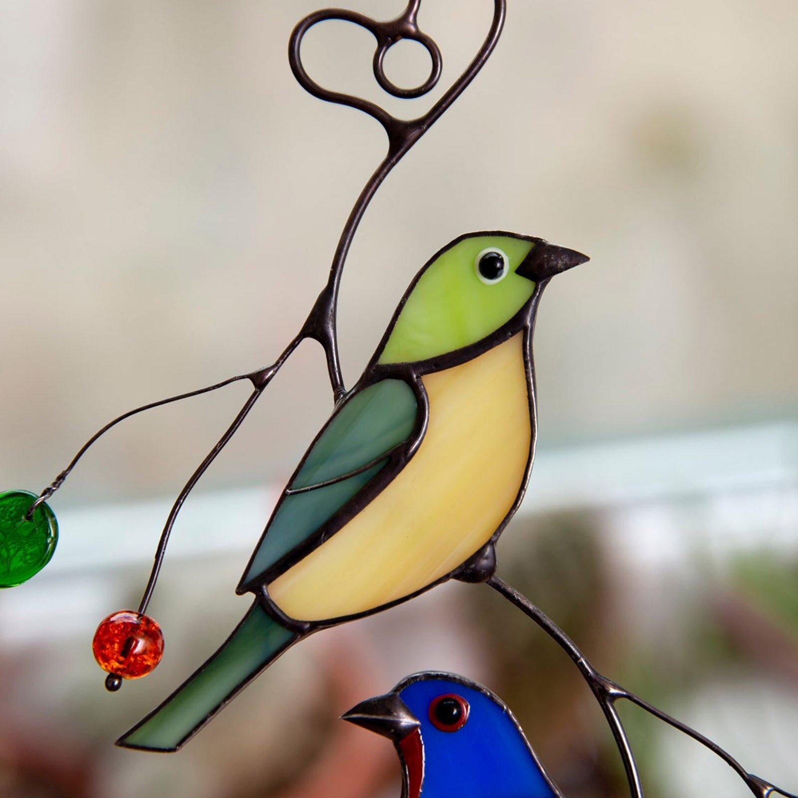 Mini Stained Bird Glass Window Hangings Acrylic Wall Hanging Birds Decor Room Accessories Scandinavian Ornaments Decor D16