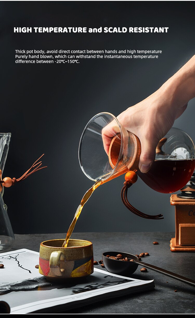 400/600ML High-borosilicate Glass Pour-over Coffee Pots Manual Drip Pot High Temperature Resistant Glass Coffee Maker Coffeeware