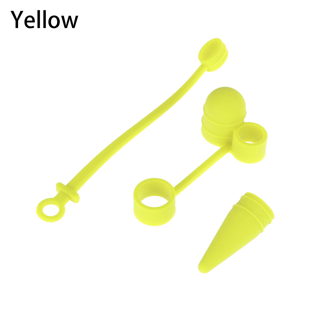 Soporte de tapa antipérdida para iPad Pro Apple Pencil, tapa de pluma a prueba de polvo para adaptador de Cable, Kit de sujeción de silicona ligera 3 en 1: YELLOW
