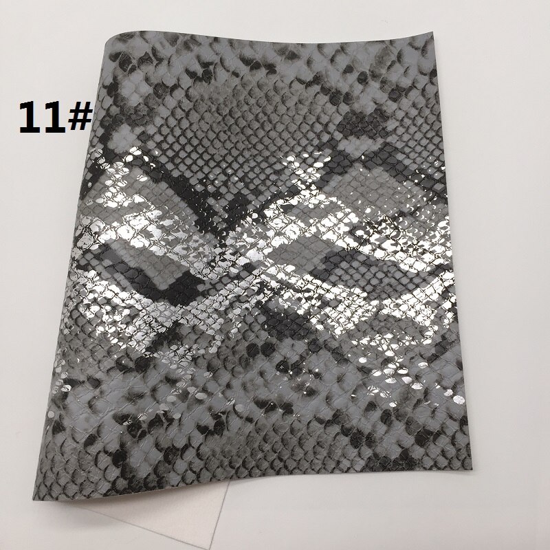 Tela metálica de piel sintética de serpiente, hojas de cuero sintético, para hacer lazos, R2033A, 21x29cm, 1 unidad: 11