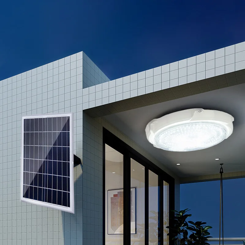 Luz Solar de techo para exteriores, Panel separado IP66, lámpara de techo impermeable, pasillo interior, balcón, dormitorio, luz con Sensor Solar