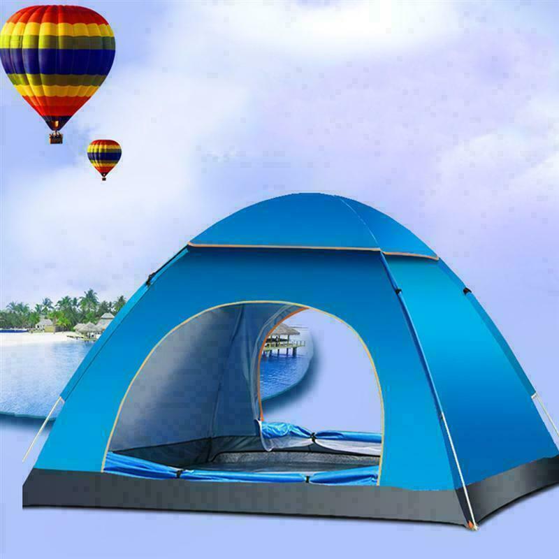 Outdoor Pop Up Tent Automatic Quick-Opening Tent 3-4 People Double Door Beach Camping Shelter Simple Tent Portable Waterproof