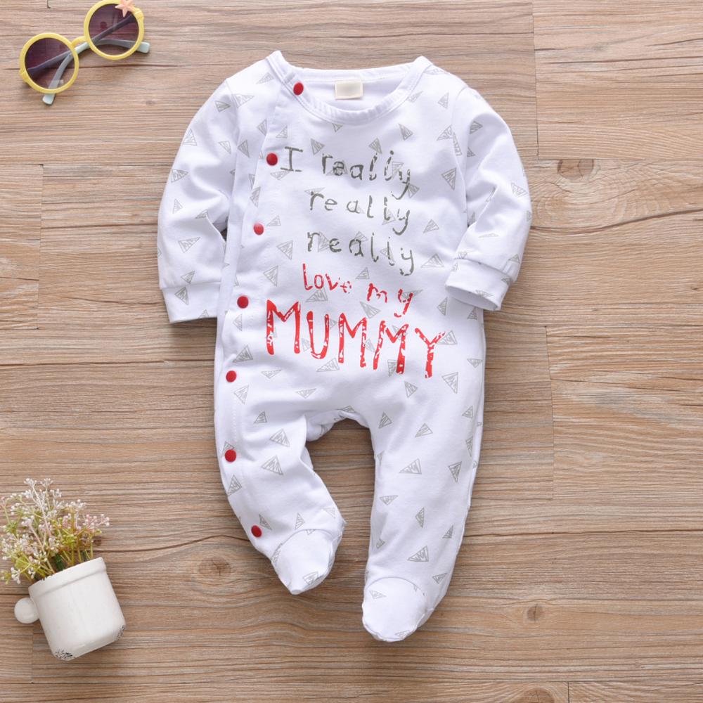 Pasgeboren Kleding Baby Boy Meisje Romper Katoen Schattige Brief Ik Echt Liefde Mijn Papa/Mama Lange Mouw Jumpsuit Baby kleding Pyjama