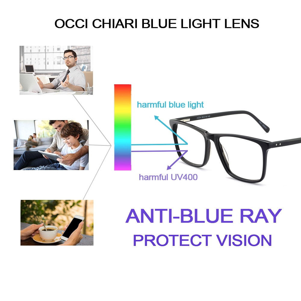 OCCI CHIARI Computer Glasses Frame Men Optical Eyeglasses frames Clear Lens blue light Gaming Eyewear Prescription Male