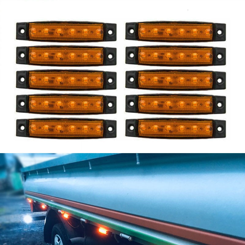 30 stk 24v 6 led lys rød hvit gul lastebil henger pickup lastebil bil sidemarkeringsblinklys 24v campingvogn traktor