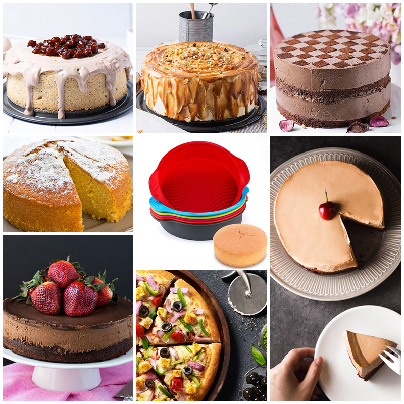 Siliconen Ronde Rechthoekige Mold Set Siliconen Cake Toast Brood Lade Mold Non-stick Kleur Willekeurige Bakken Tools