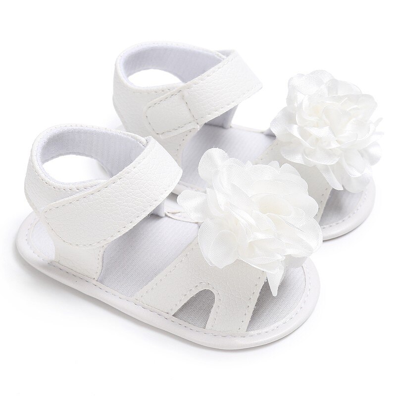 Sandalias para niña bebé, zapatos de verano para bebé, sandalias de algodón para recién nacido con flores para bebé, zapatos de de verano para niña bebé: Blanco / 0-6 meses