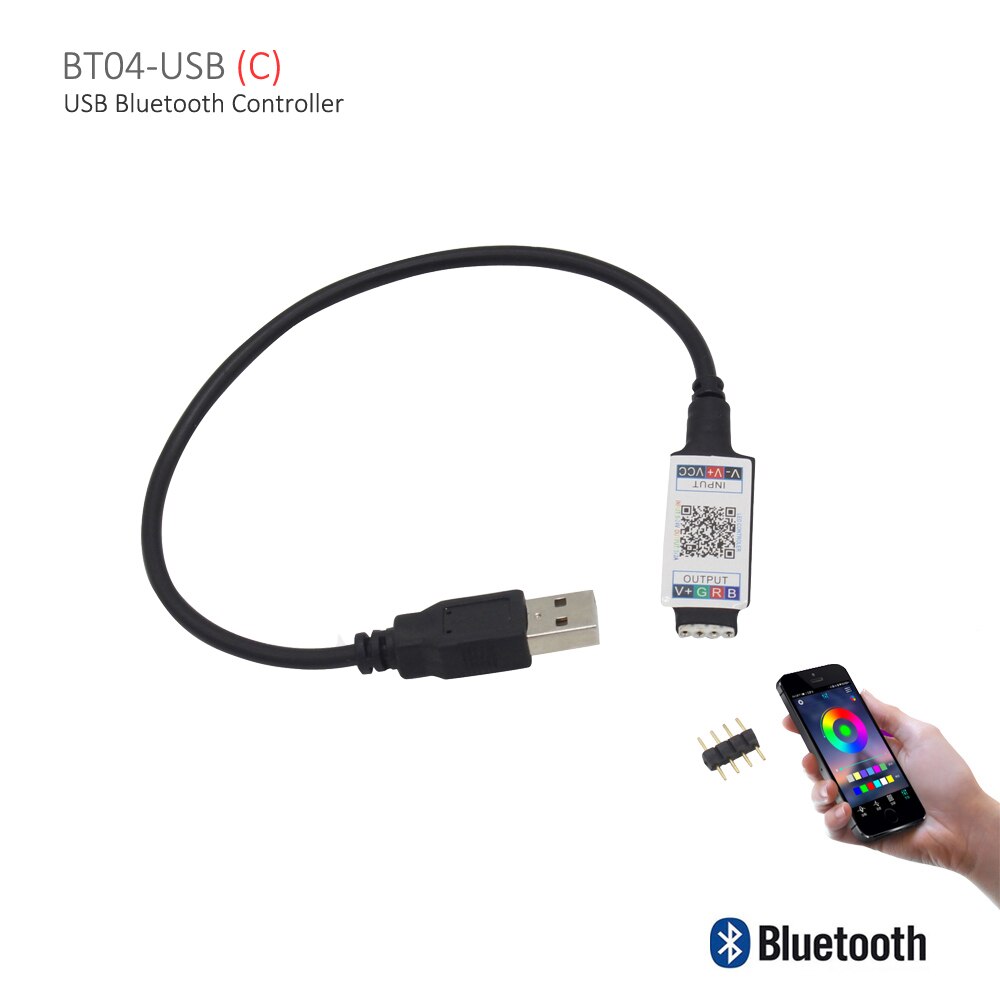 Bluetooth USB LED Controller RGB 5V 12V 24V DC Mini App Smart Music Controller IOS Android Phone Wireless IR 24 Key Controller